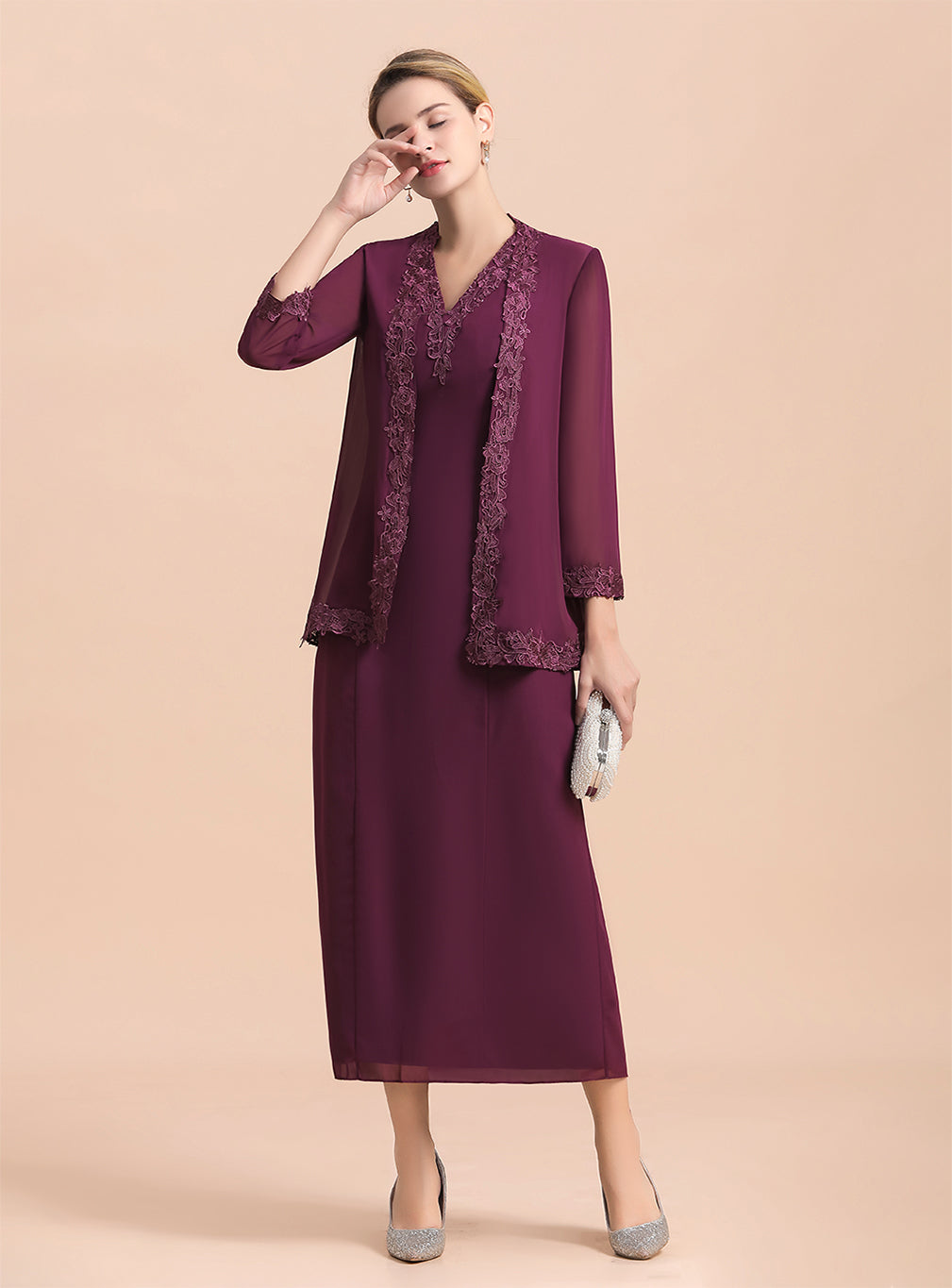 V-Neck Sleeveless Appliques Dress BMbride