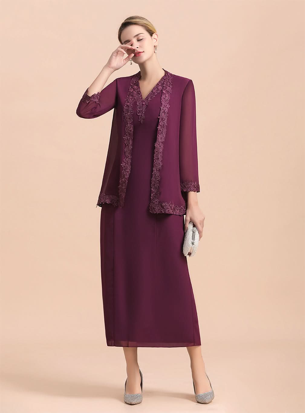 V-Neck Sleeveless Appliques Dress BMbride