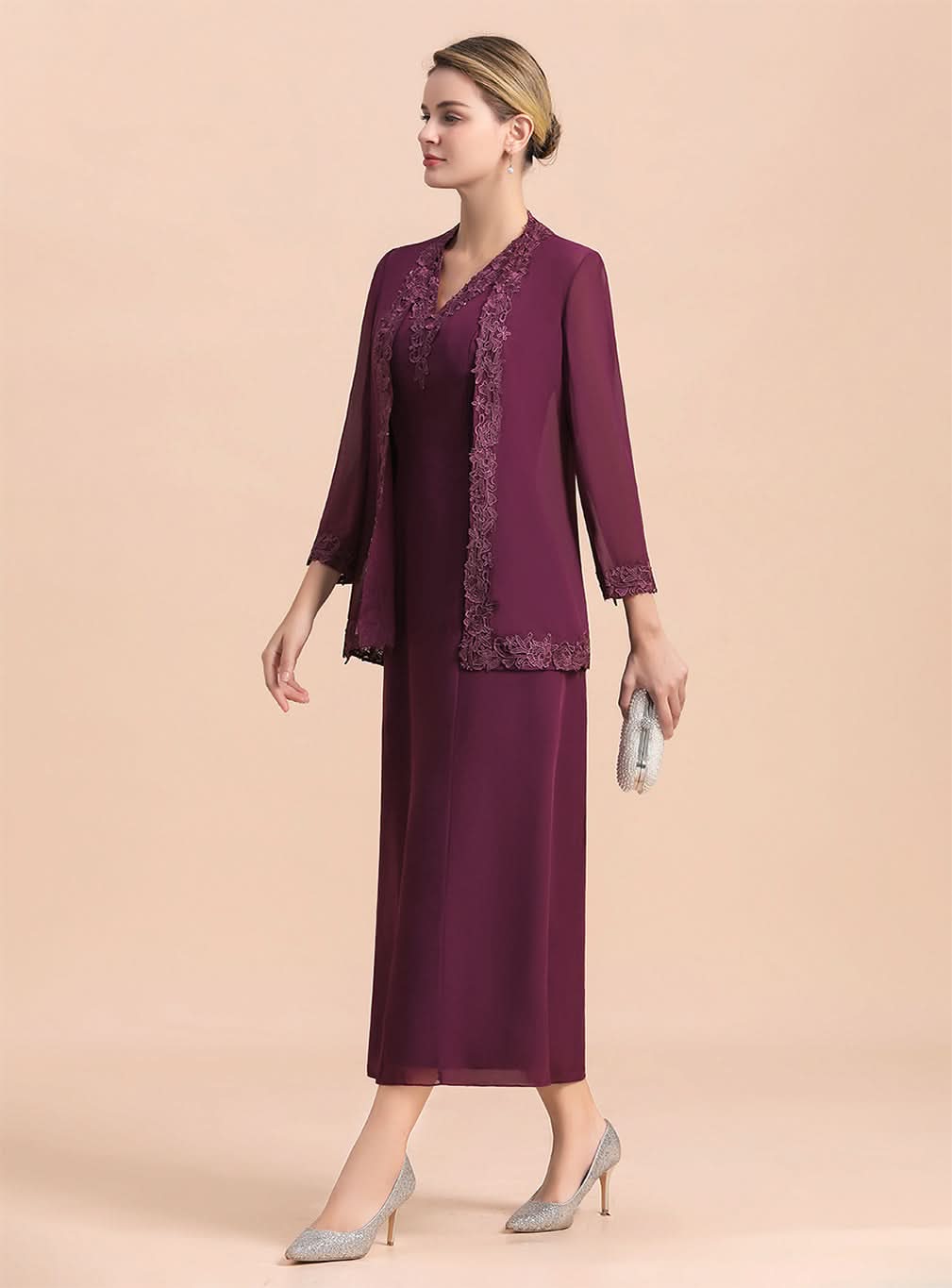 V-Neck Sleeveless Appliques Dress BMbride