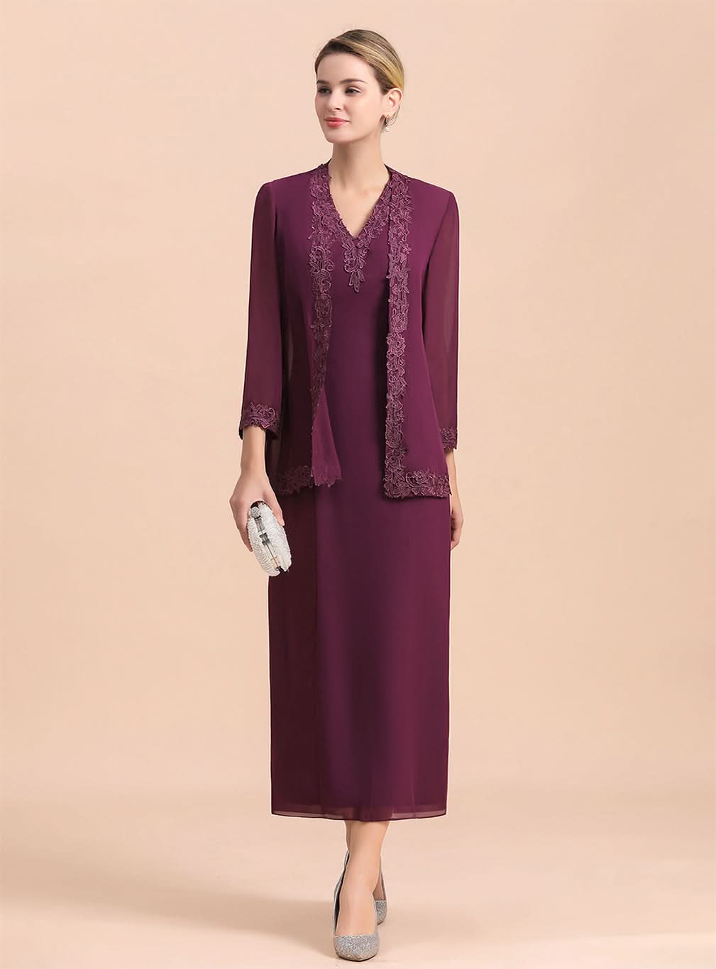 V-Neck Sleeveless Appliques Dress BMbride