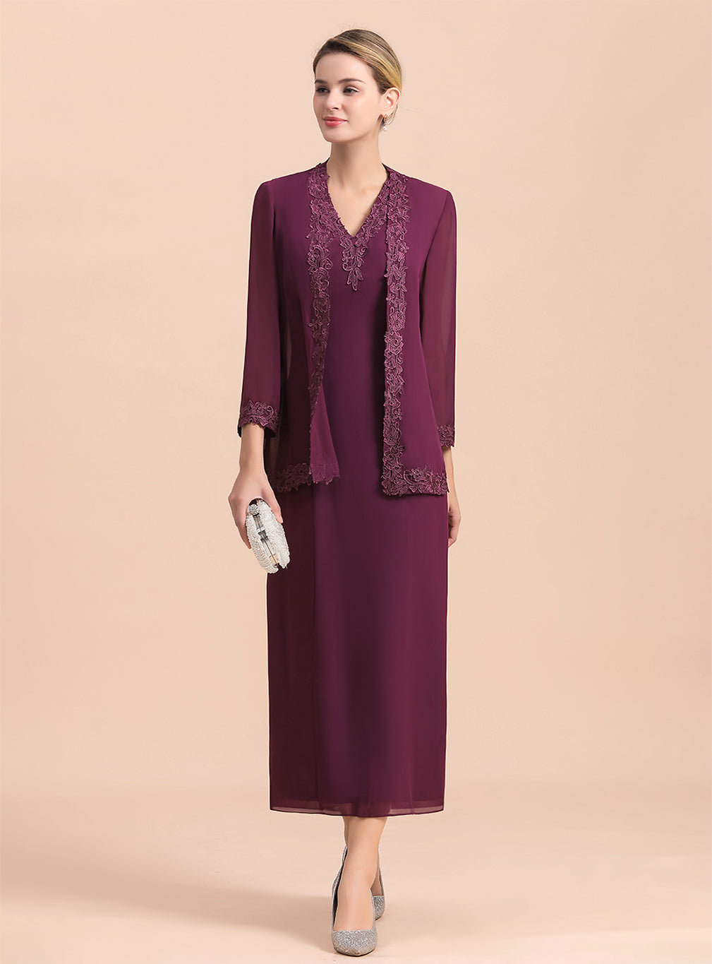 V-Neck Sleeveless Appliques Dress BMbride