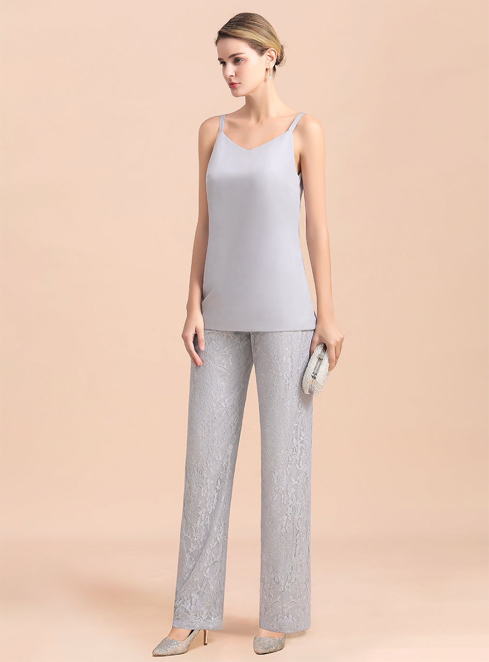 V-Neck Spaghetti Straps Appliques Jumpsuit BMbride