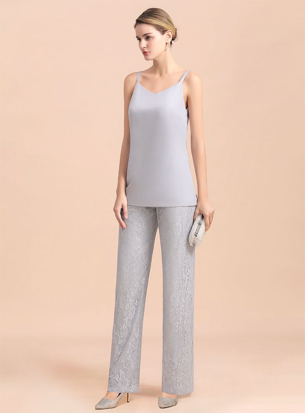 V-Neck Spaghetti Straps Appliques Jumpsuit BMbride