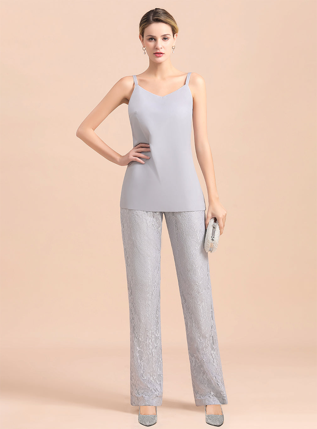 V-Neck Spaghetti Straps Appliques Jumpsuit BMbride