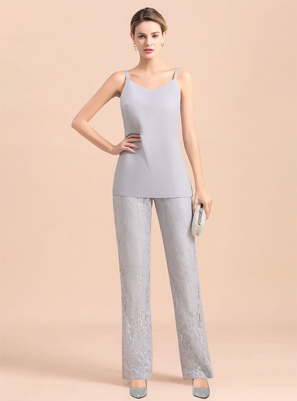 V-Neck Spaghetti Straps Appliques Jumpsuit BMbride