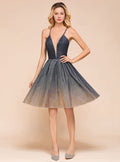 V-Neck Spaghetti Straps Sleeveless Short Mini Dress BMbride