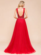 V-Neck Straps Sleeveless Floor-Length Dress BMbride