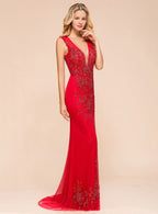 V-Neck Straps Sleeveless Floor-Length Dress BMbride