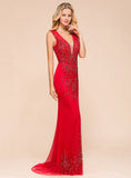 V-Neck Straps Sleeveless Floor-Length Dress BMbride
