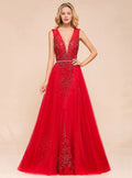 V-Neck Straps Sleeveless Floor-Length Dress BMbride