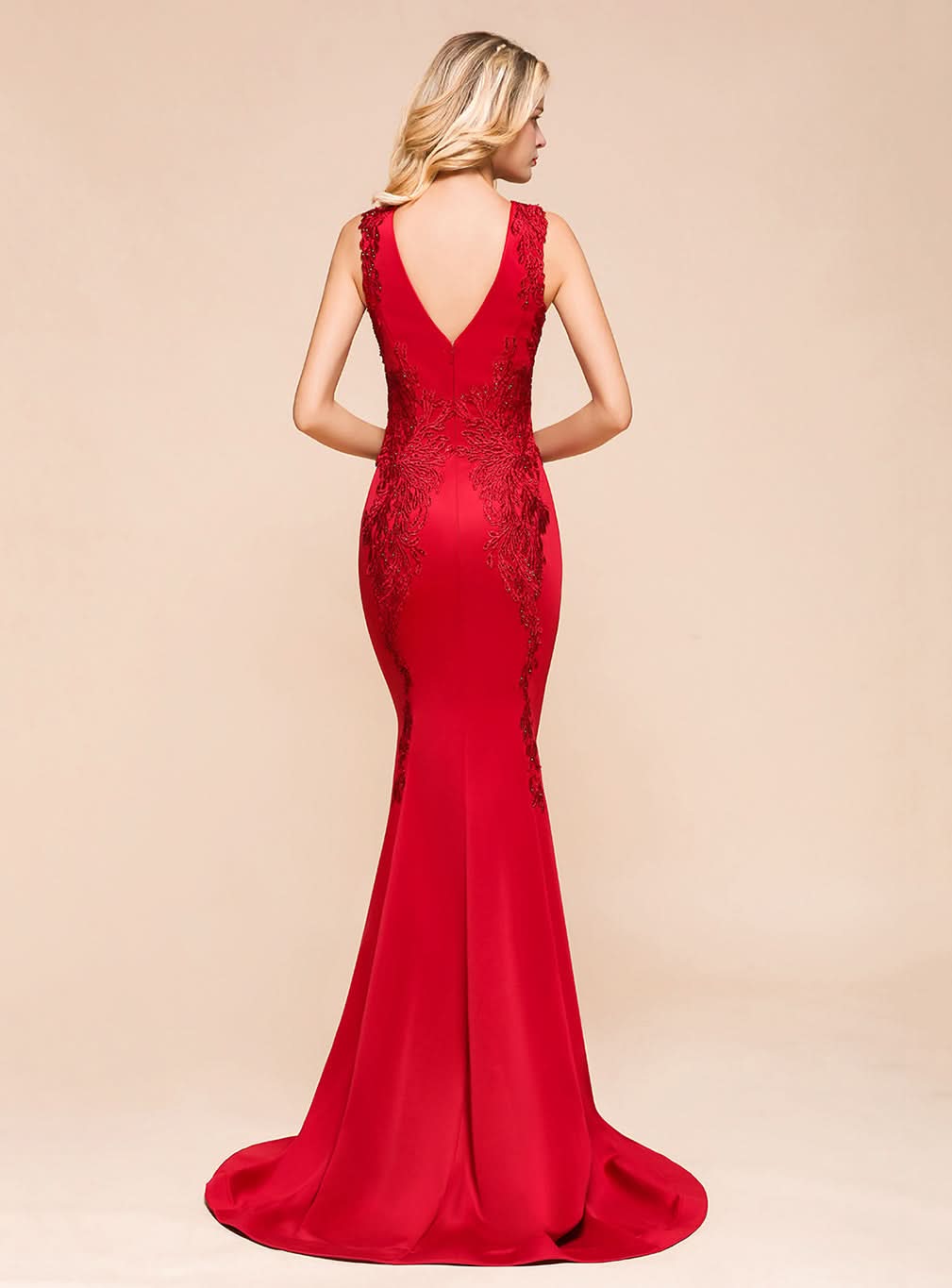 V-Neck Straps Sleeveless Mermaid Dress BMbride