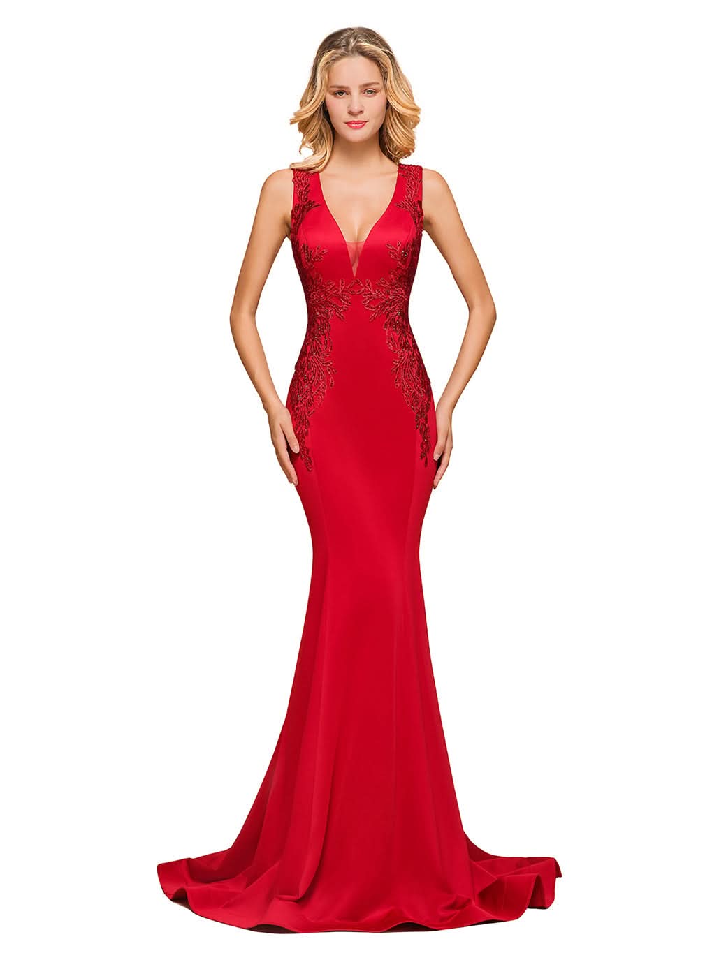 V-Neck Straps Sleeveless Mermaid Dress BMbride
