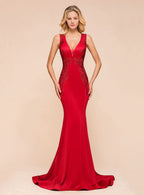 V-Neck Straps Sleeveless Mermaid Dress BMbride