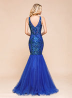 V-Neck Straps Sleeveless Mermaid Floor-Length Dress BMbride