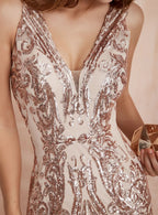 V-Neck Straps Sleeveless Sequins Mermaid Dress BMbride