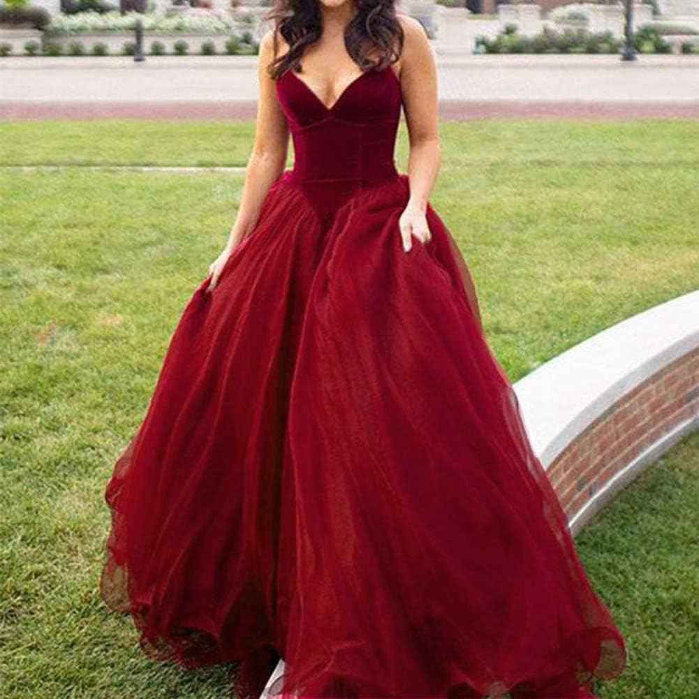 V Neck Velvet and Tulle Long Ball Gown Corset Formal Evening Prom Dresses - Bmbride