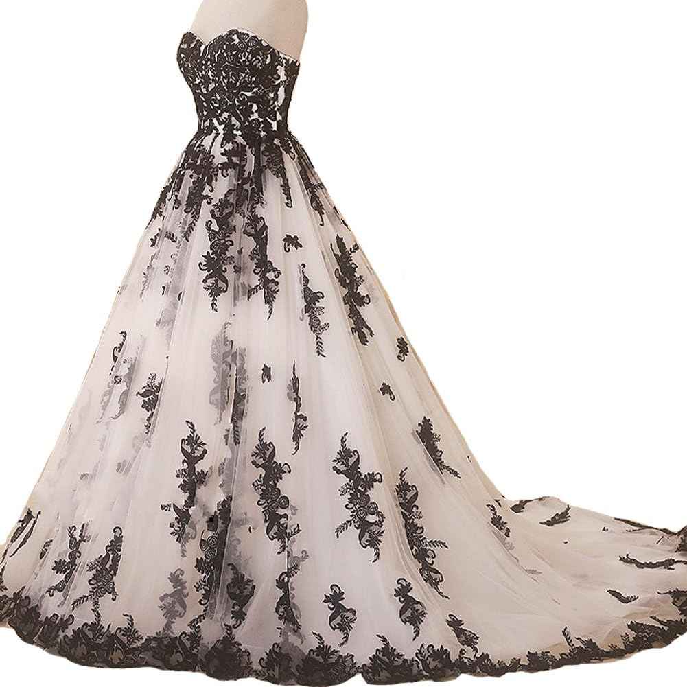 Vintage Gothic Black Lace Ball Gown Long Prom Dresses Gowns - Bmbride