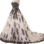 Vintage Gothic Black Lace Ball Gown Long Prom Dresses Gowns Bmbride