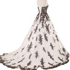 Vintage Gothic Black Lace Ball Gown Long Prom Dresses Gowns Bmbride