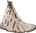 Vintage Gothic Black Lace Ball Gown Long Prom Dresses Gowns Bmbride