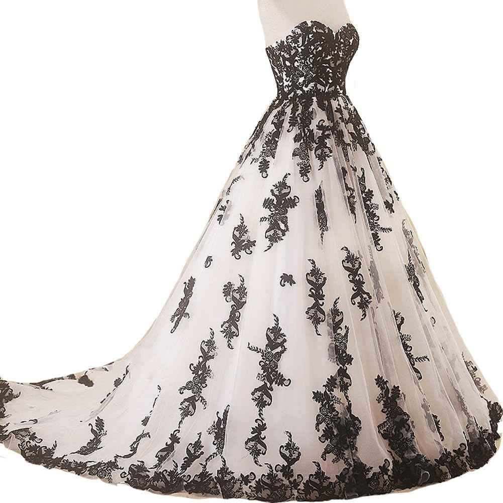 Vintage Gothic Black Lace Ball Gown Long Prom Dresses Gowns - Bmbride
