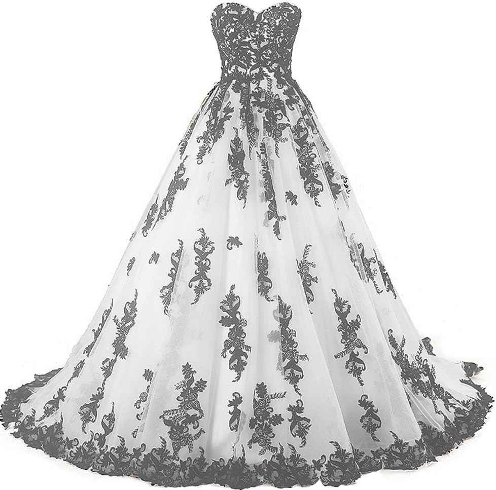 Vintage Gothic Black Lace Ball Gown Long Prom Dresses Gowns Bmbride