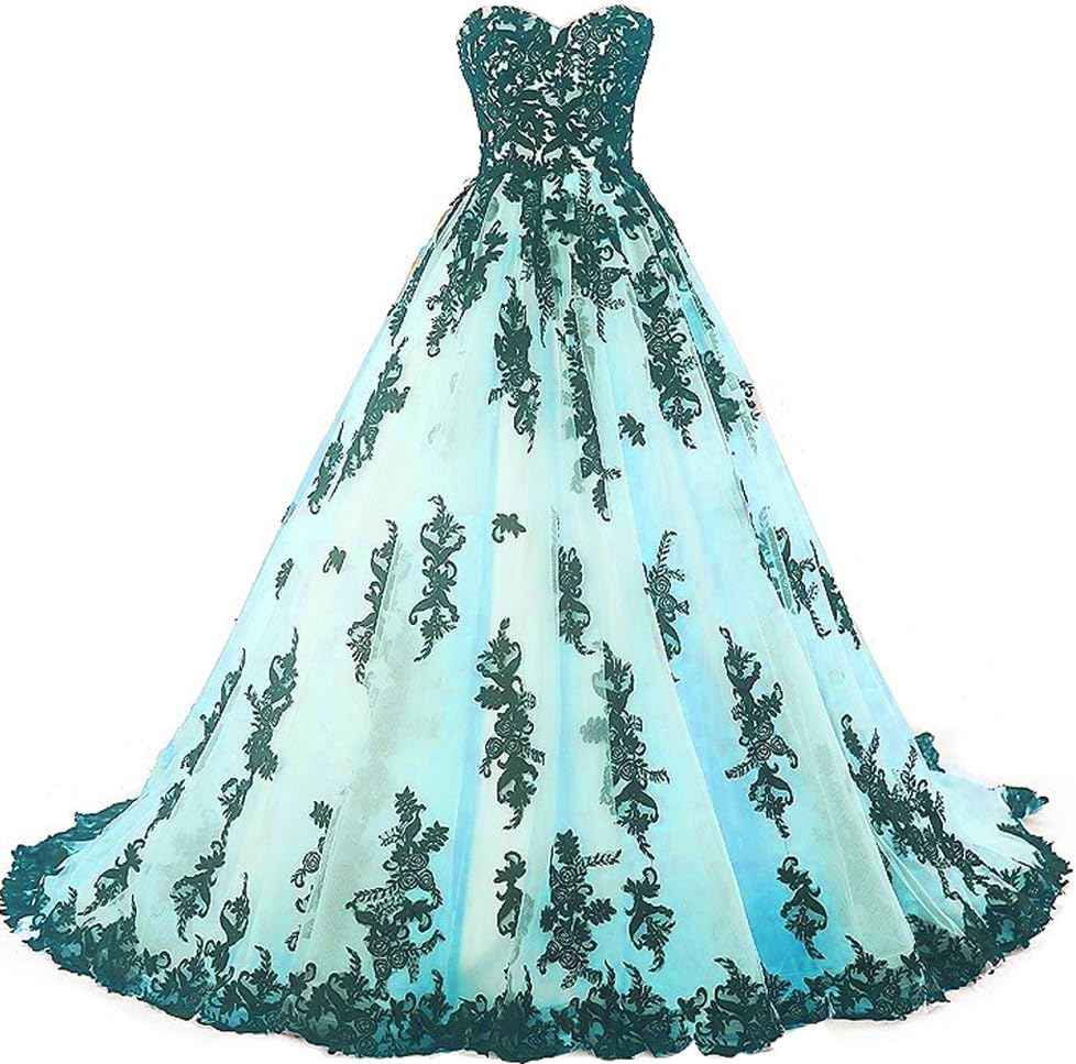 Vintage Gothic Black Lace Ball Gown Long Prom Dresses Gowns - Bmbride