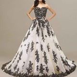 Vintage Gothic Black Lace Ball Gown Long Prom Dresses Gowns - Bmbride