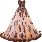 Vintage Gothic Black Lace Ball Gown Long Prom Dresses Gowns Bmbride