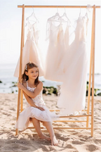 BMbride White Short Sleeveless A-line Straps Flower Girls Dress With Lace BMbride