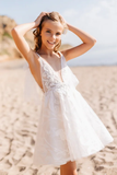 BMbride White Short Sleeveless Ball Gown Flower Girls Dress With Lace BMbride