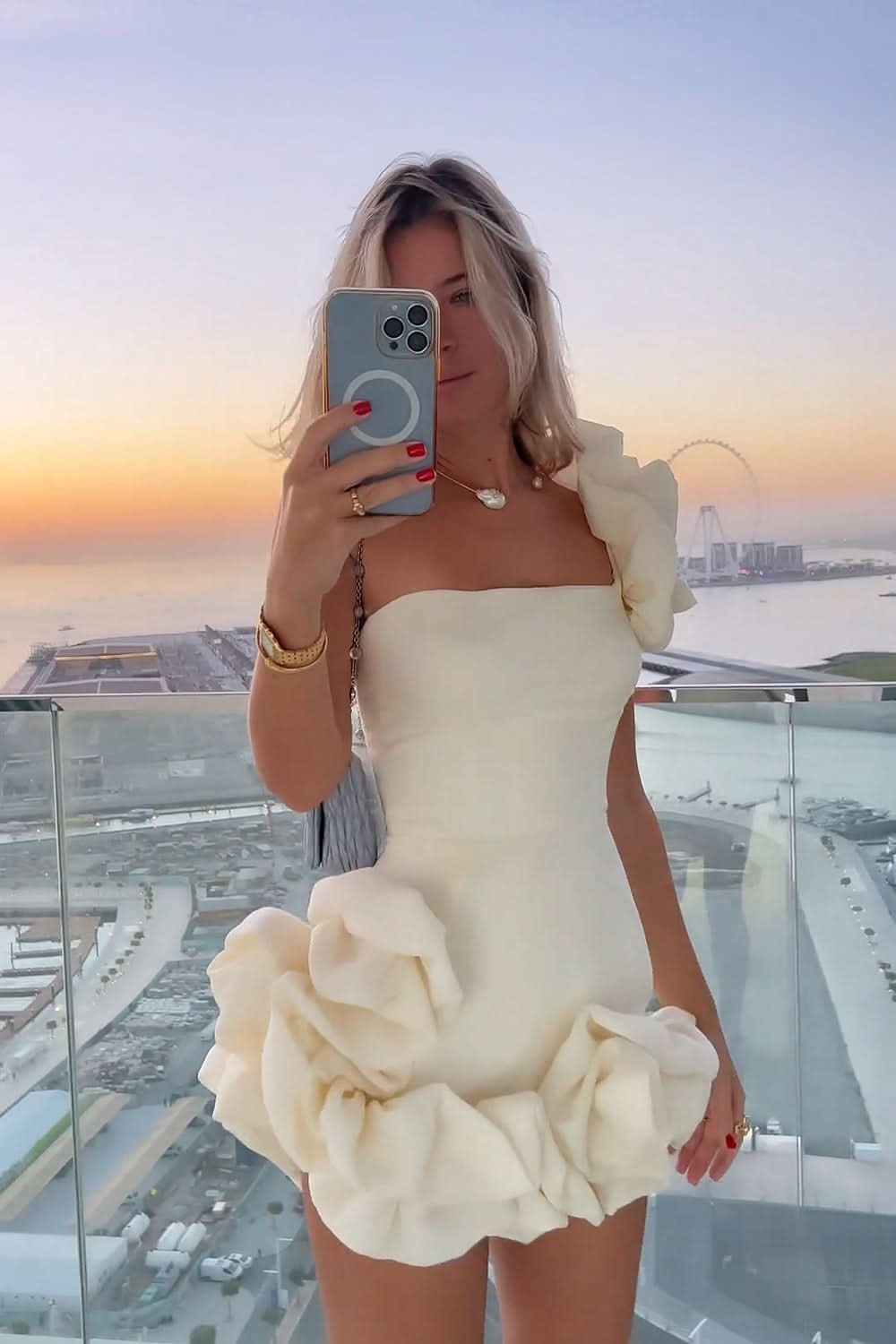 Chic White Strapless Bodycon Homecoming Dress with Romantic Ruffles BM bride