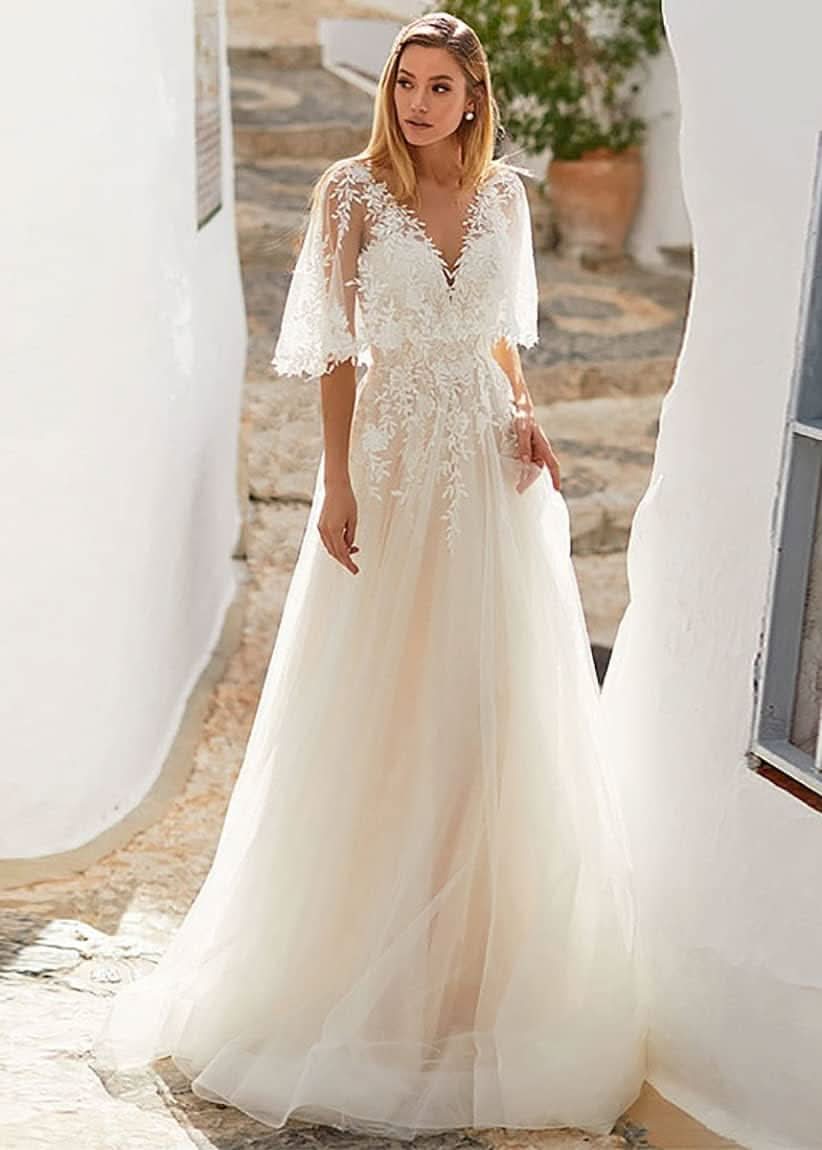 Women's Beach Spaghetti Strap Wedding Dresses for Bride 2025 Boho Long Lace Bridal Gowns for Wedding - Bmbride