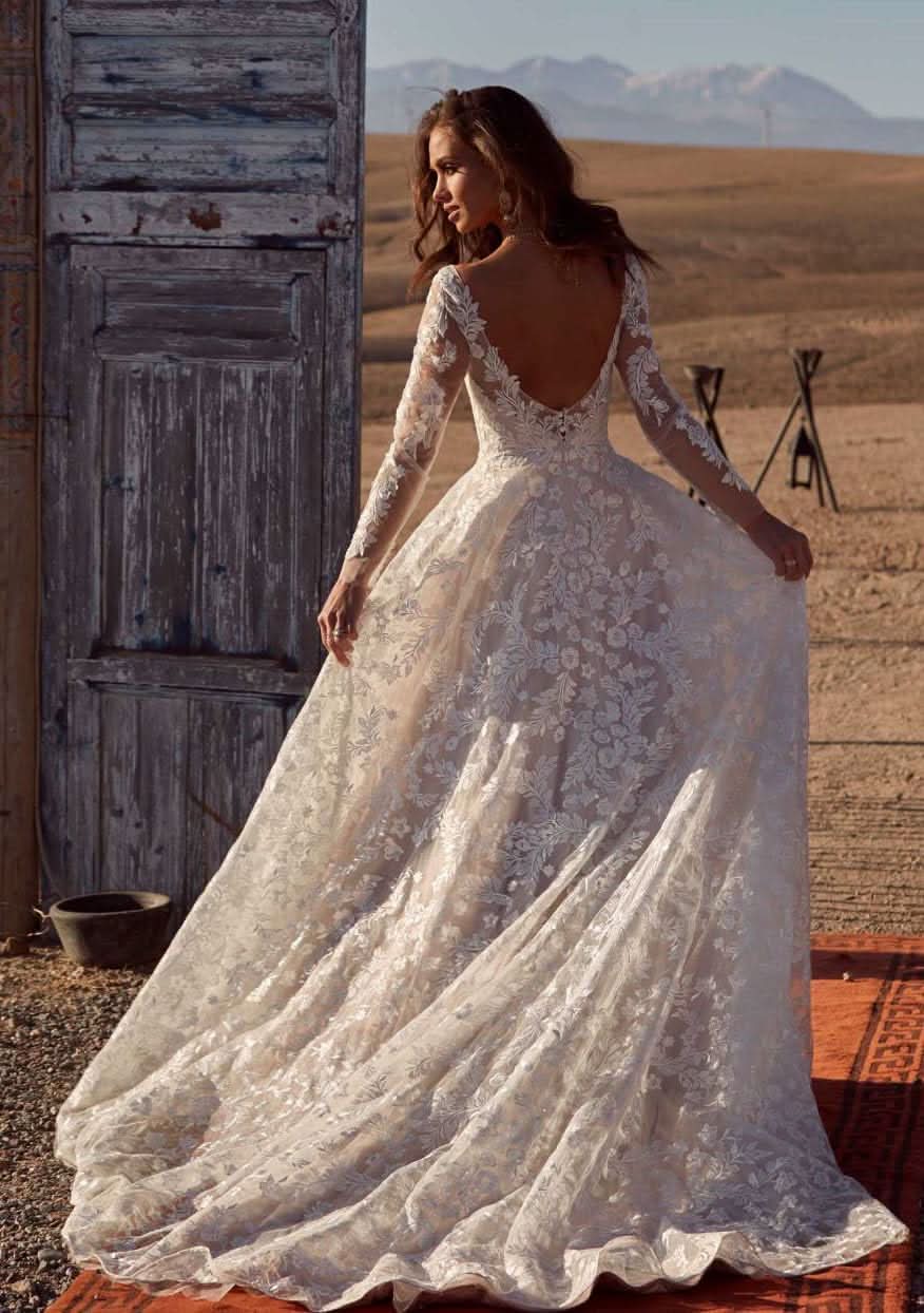 Women's Beach Spaghetti Strap Wedding Dresses for Bride 2025 Boho Long Lace Bridal Gowns for Wedding - Bmbride