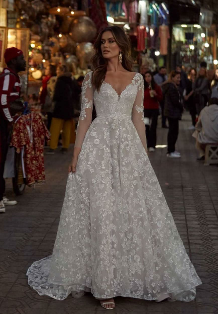 Women's Beach Spaghetti Strap Wedding Dresses for Bride 2025 Boho Long Lace Bridal Gowns for Wedding - Bmbride