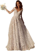 Women's Beach Spaghetti Strap Wedding Dresses for Bride 2025 Boho Long Lace Bridal Gowns for Wedding - Bmbride