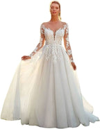 Women's Beach Spaghetti Strap Wedding Dresses for Bride 2025 Boho Long Lace Bridal Gowns for Wedding - Bmbride