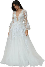 Women's Beach Spaghetti Strap Wedding Dresses for Bride 2025 Boho Long Lace Bridal Gowns for Wedding - Bmbride