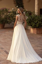 Women's Beach Spaghetti Strap Wedding Dresses for Bride 2025 Boho Long Lace Bridal Gowns for Wedding - Bmbride