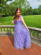 Women's Flower Embroidery Tulle Prom Dresses 2025 Long Spaghetti Straps Evening Party Gowns - Bmbride