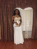 Women's Lace Applique Long Formal Mermaid Evening Prom Dresses - Bmbride