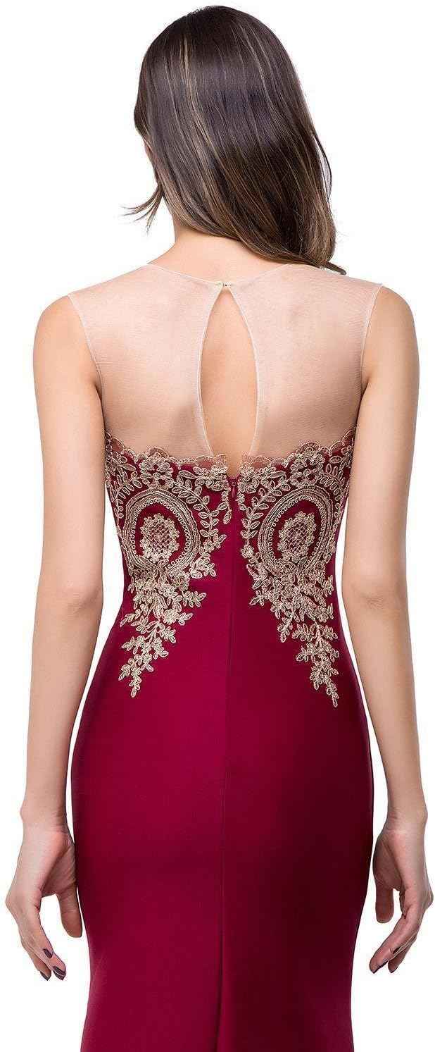 Women's Lace Applique Long Formal Mermaid Evening Prom Dresses - Bmbride