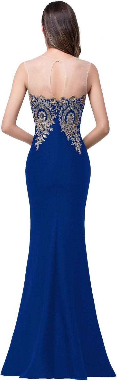 Women's Lace Applique Long Formal Mermaid Evening Prom Dresses - Bmbride