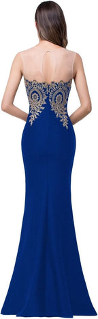 Women's Lace Applique Long Formal Mermaid Evening Prom Dresses - Bmbride