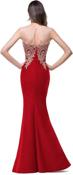Women's Lace Applique Long Formal Mermaid Evening Prom Dresses - Bmbride