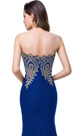 Women's Lace Applique Long Formal Mermaid Evening Prom Dresses - Bmbride