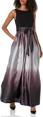 Women's Long Satin Mother of The Bride Dress with Pockets, Formal Party Gown (Petite and Regular Sizes) - Bmbride