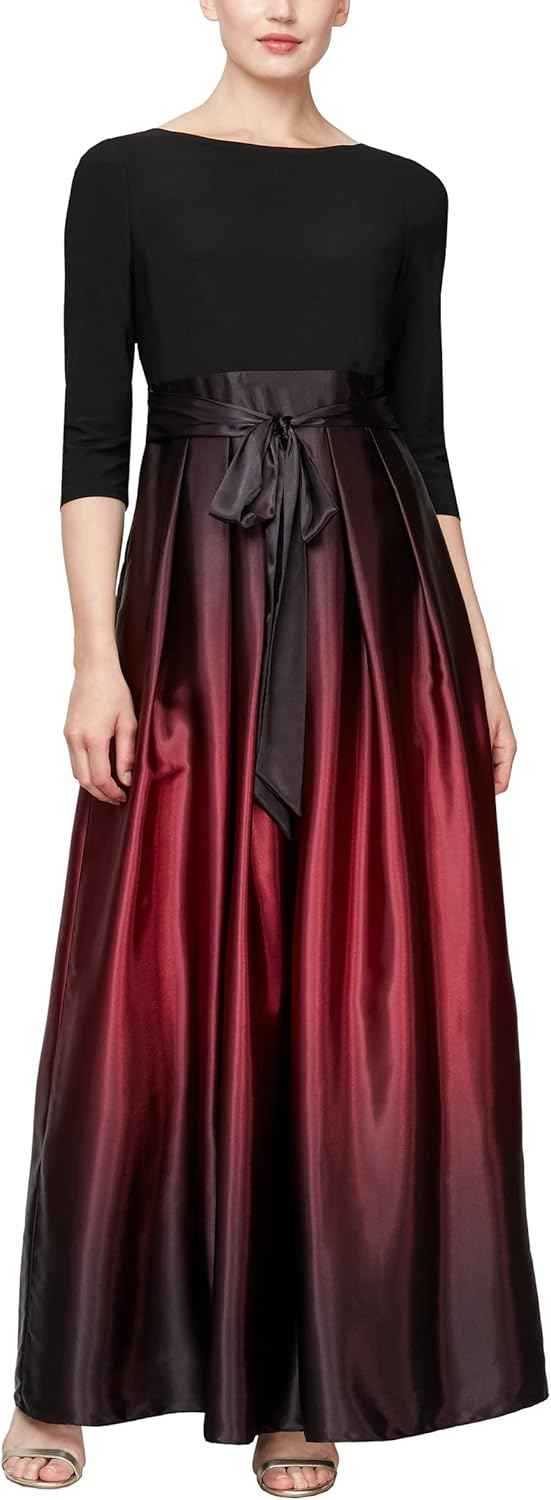 Women's Long Satin Mother of The Bride Dress with Pockets, Formal Party Gown (Petite and Regular Sizes) - Bmbride