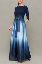 Women's Long Satin Mother of The Bride Dress with Pockets, Formal Party Gown (Petite and Regular Sizes) - Bmbride