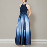 Women's Long Satin Mother of The Bride Dress with Pockets, Formal Party Gown (Petite and Regular Sizes) - Bmbride